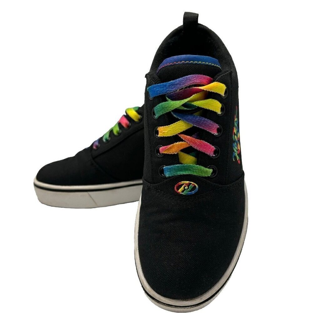 Heelys Pro 20 Skate Shoes Youth Size 3 Black Rainbow Neon #HE100771H